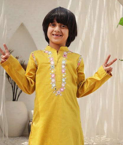 Manufactured by FAYON KIDS (Noida, U.P) Mustard yellow kurta set