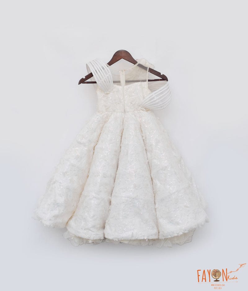 Manufactured by FAYON KIDS (Noida, U.P) Off white Butterfly Gown for Girls