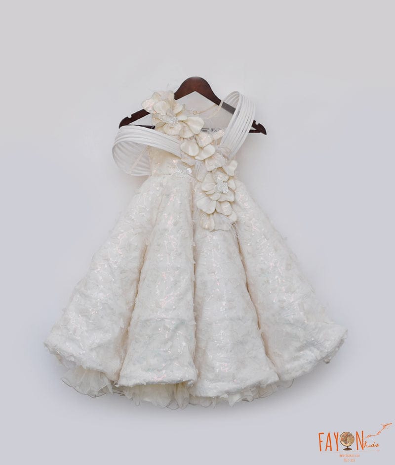 Manufactured by FAYON KIDS (Noida, U.P) Off white Butterfly Gown for Girls