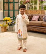 Manufactured by FAYON KIDS (Noida, U.P) Off-White Embroidered Kurta Set