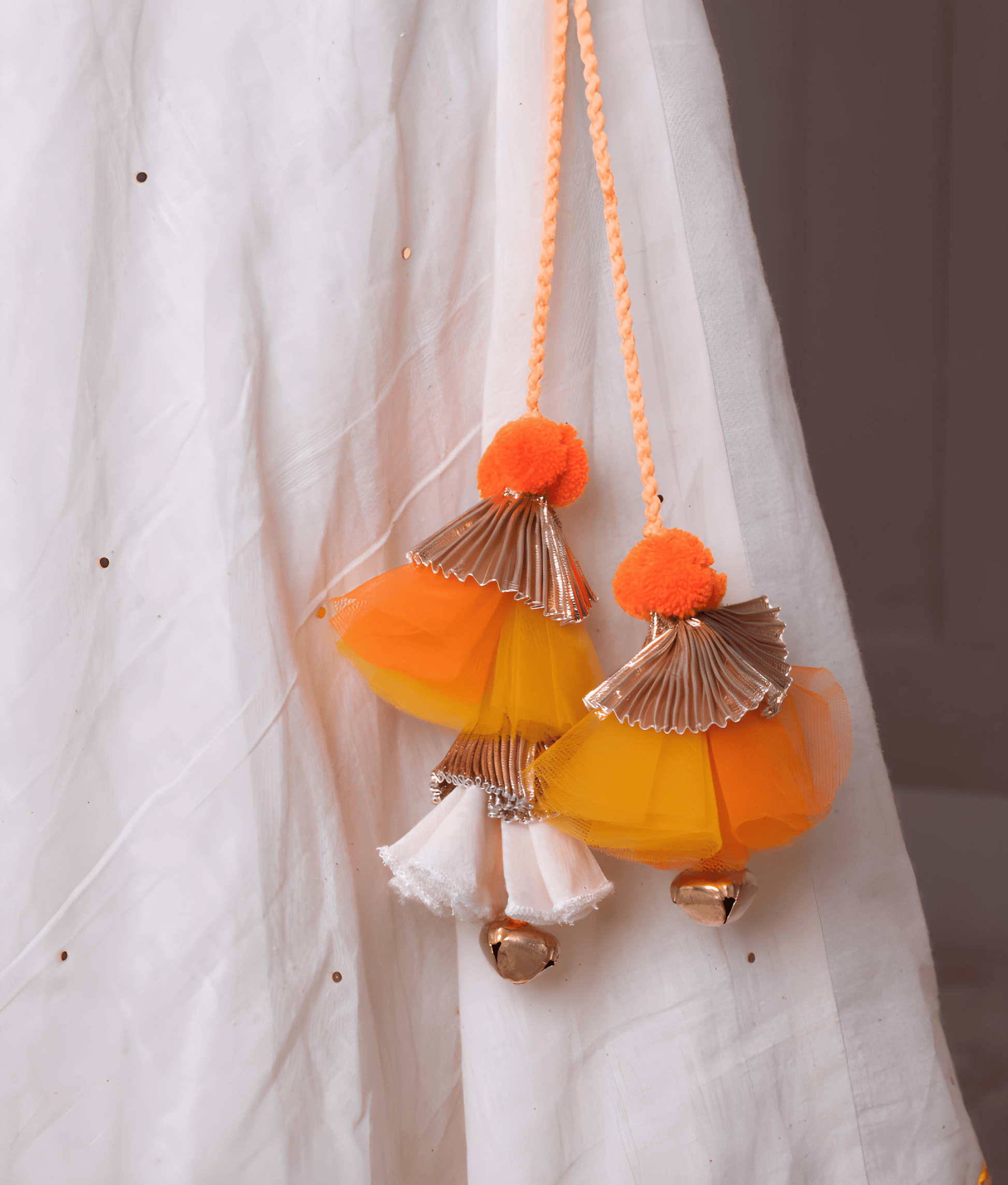 Manufactured by FAYON KIDS (Noida, U.P) Off white Faux Mukaish work Top & Skirt for Girls