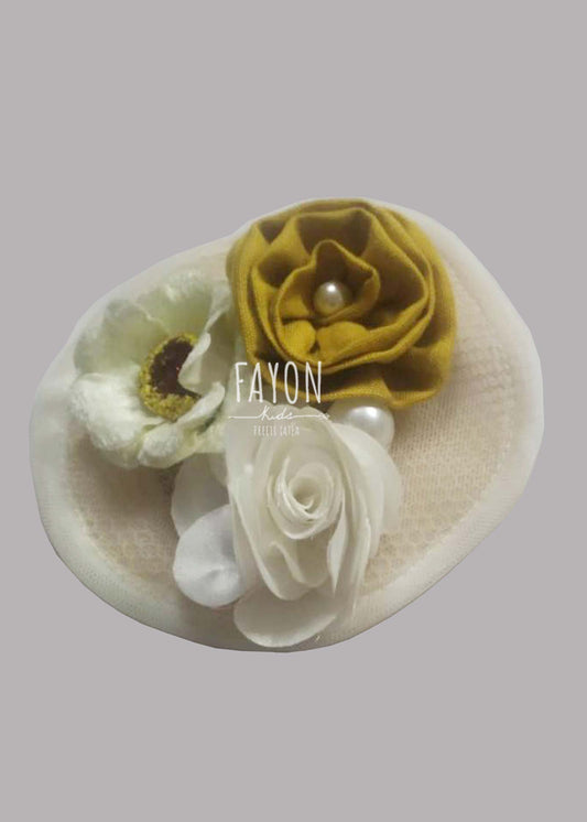 Manufactured by FAYON KIDS (Noida, U.P) Off white Half Hat with Flowers