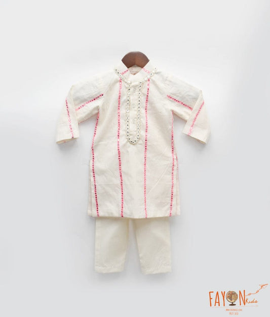 Manufactured by FAYON KIDS (Noida, U.P) Off-White Kurta with Pant