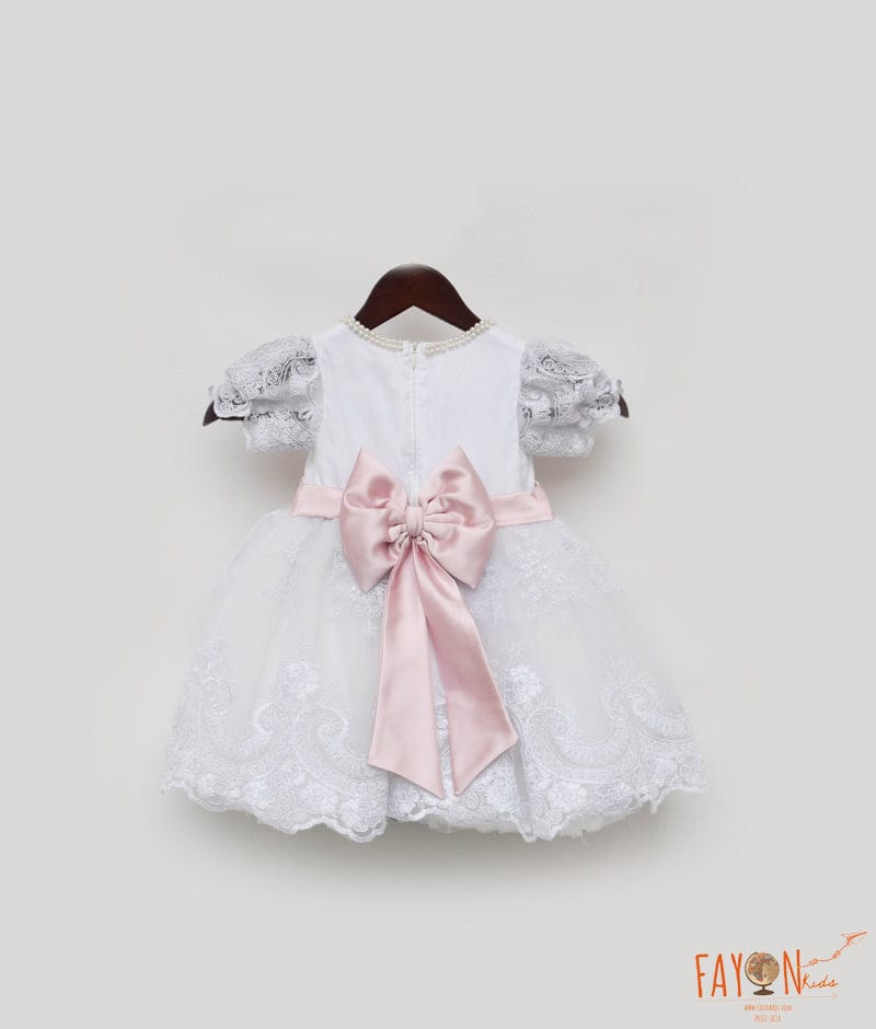 Manufactured by FAYON KIDS (Noida, U.P) Off white Lace Frock for Girls