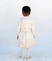 Manufactured by FAYON KIDS (Noida, U.P) Off-White Lucknowi Embroidered Sherwani Set