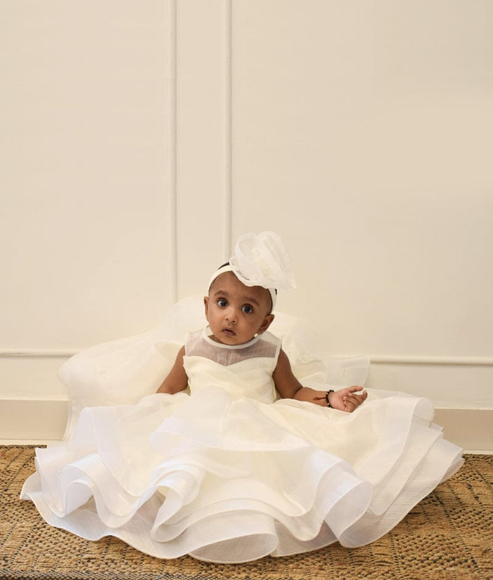 Buy Off-White Organza Dress for Girls Online FayonKids Buy Off-White Organza Dress for Girls Online FayonKids