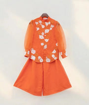 Orange Embroidered Shirt with Plazzo