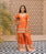 Orange Mirror Embroidered Kurti Sharara Set
