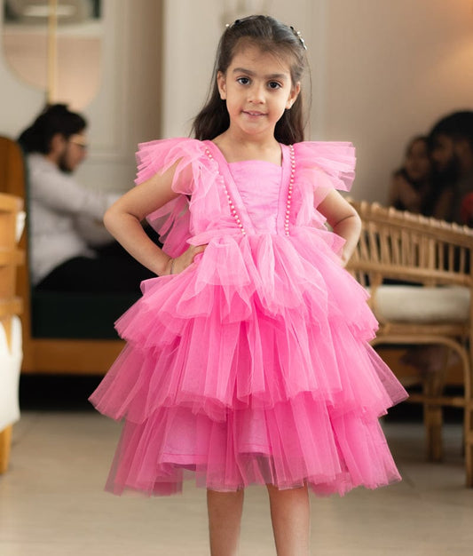 Manufactured by FAYON KIDS (Noida, U.P) Party-Perfect Pink Net Frock