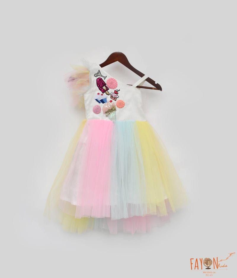 Manufactured by FAYON KIDS (Noida, U.P) Pastel Net Layer Dress