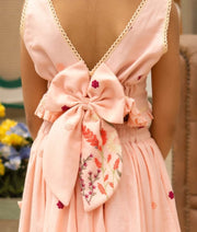 Manufactured by FAYON KIDS (Noida, U.P) Peach Blush Embroidered Crop Top Set