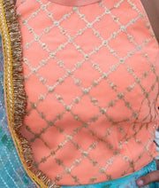 Manufactured by FAYON KIDS (Noida, U.P) Peach Embroidered Choli with Printed Organza Lehenga Set
