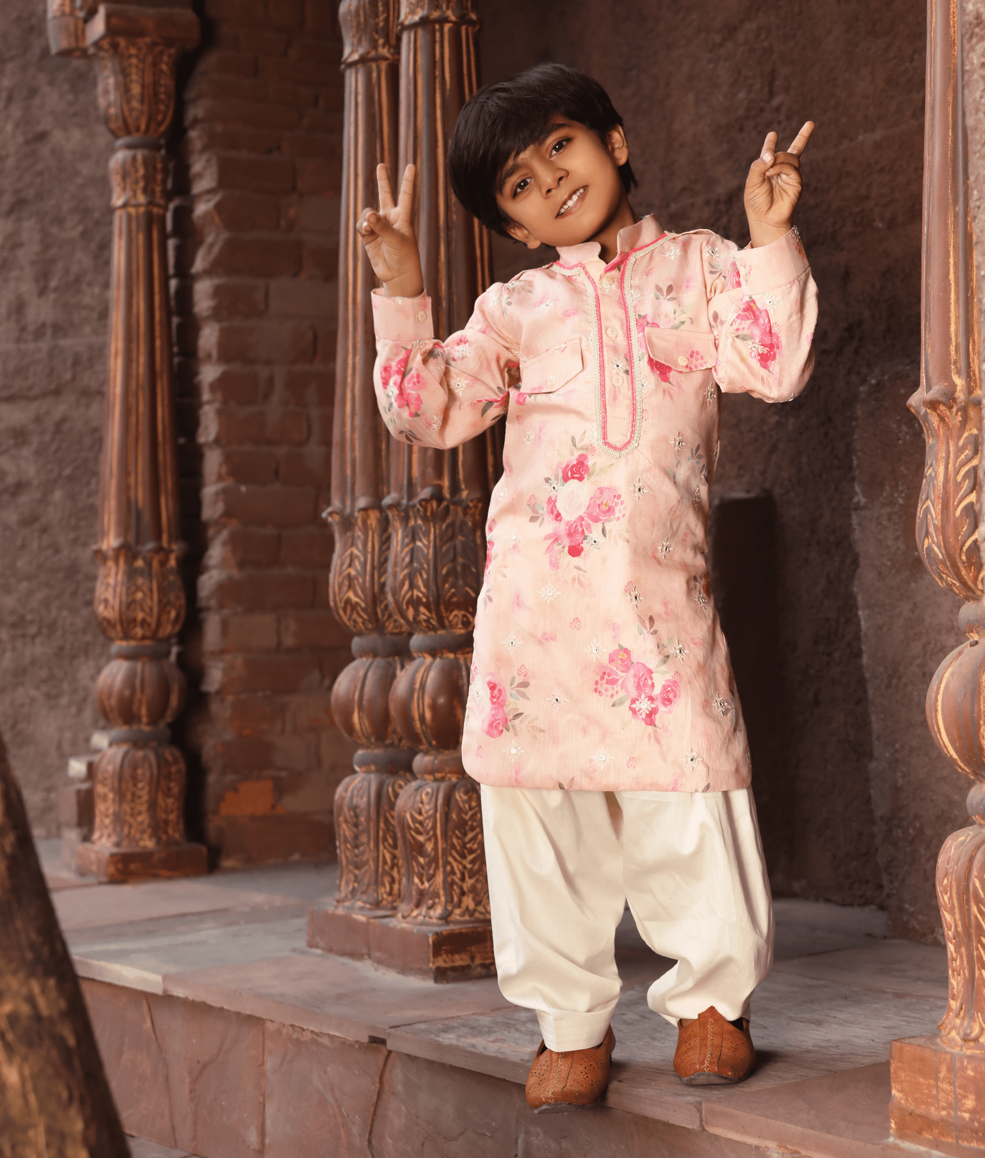 Manufactured by FAYON KIDS (Noida, U.P) Peach Kurta Salwar Set