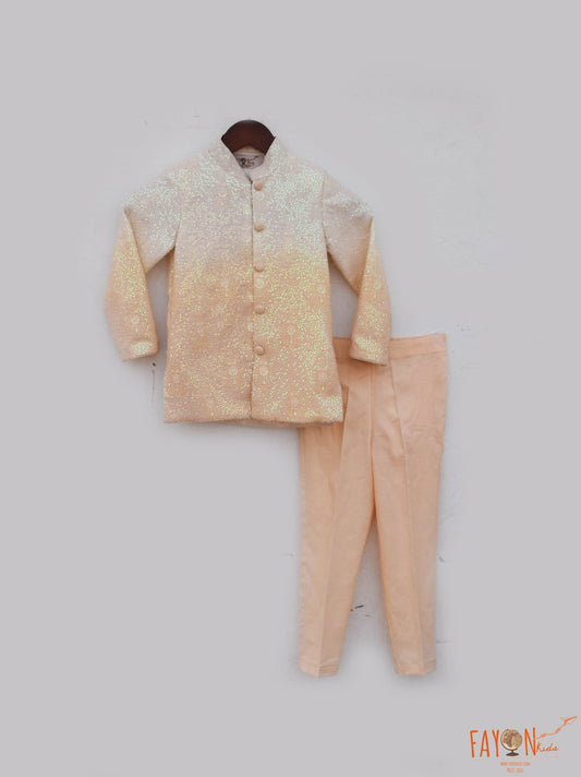 Manufactured by FAYON KIDS (Noida, U.P) Peach Ombre Bandgala set