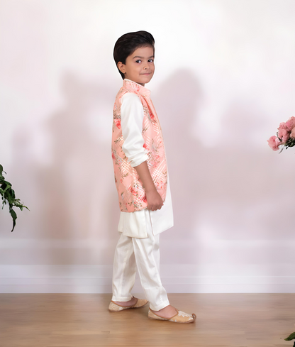 Manufactured by FAYON KIDS (Noida, U.P) Peach Printed Jacket Set for Boys