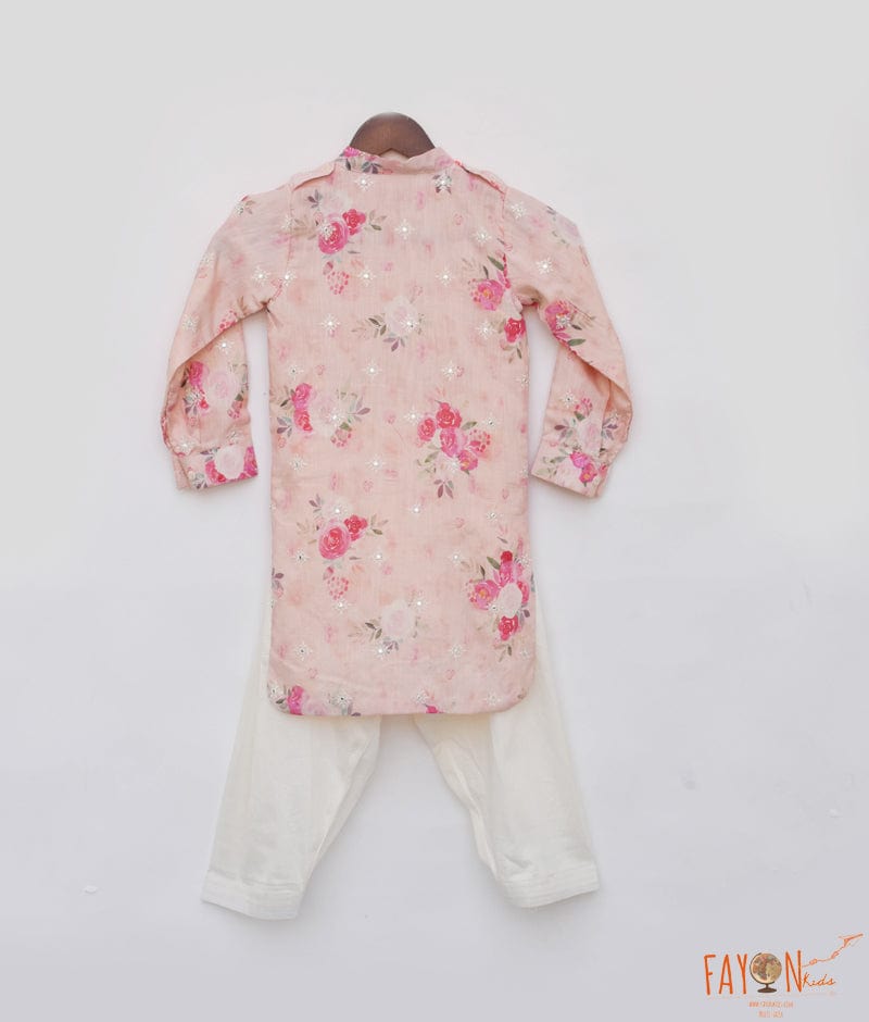 Manufactured by FAYON KIDS (Noida, U.P) Peach Printed Kurta with Salwar for Boys