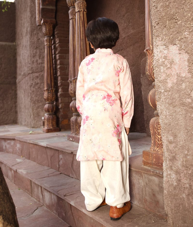 Manufactured by FAYON KIDS (Noida, U.P) Peach Printed Kurta with Salwar for Boys