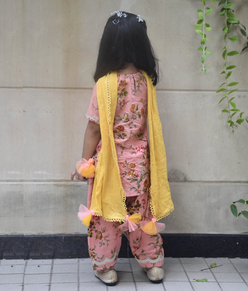 Manufactured by FAYON KIDS (Noida, U.P) Peach Printed Kurti Salwar