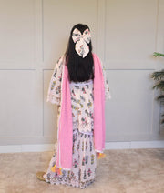 Peach Printed Kurti Sharara