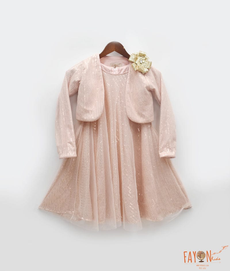 Manufactured by FAYON KIDS (Noida, U.P) Peach Sequence Dress