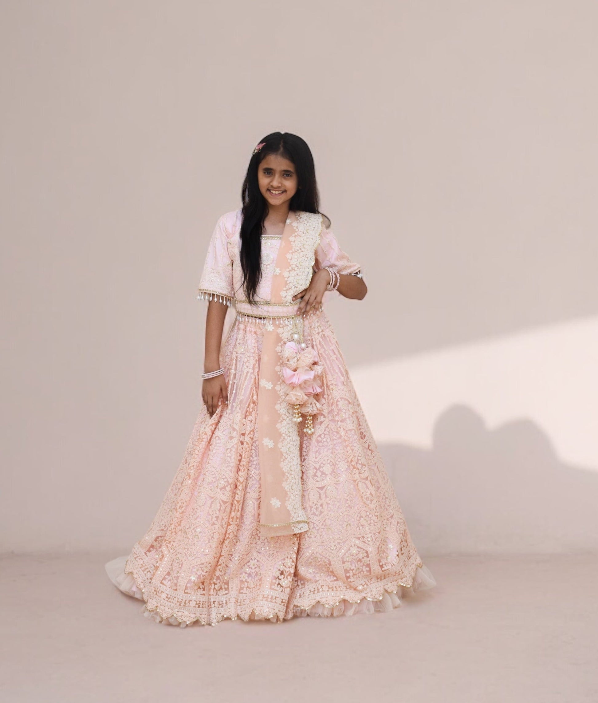 Peach Thread Lehenga Choli