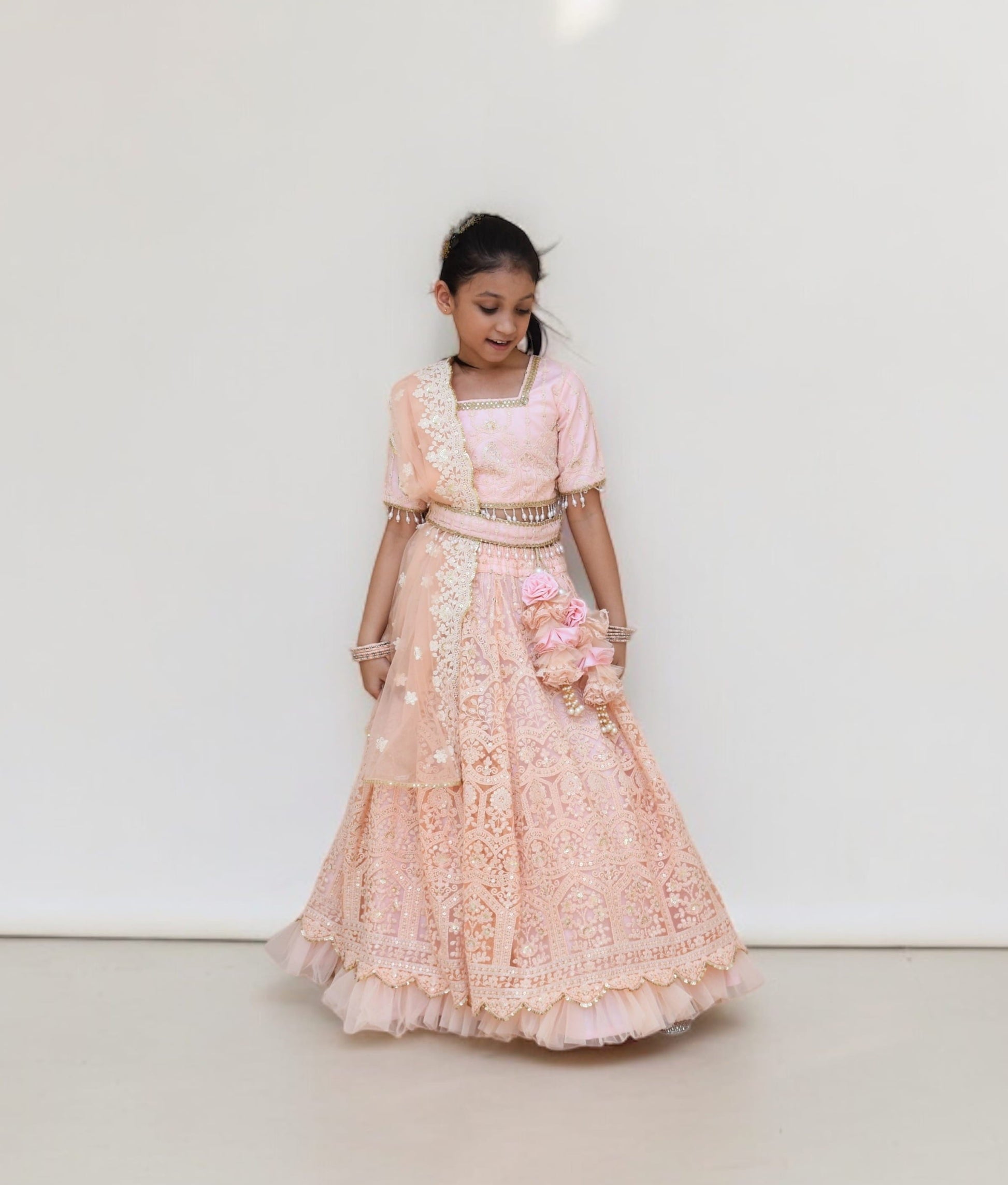 Peach Thread Lehenga Choli