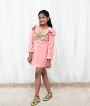 Manufactured by FAYON KIDS (Noida, U.P) Peach Velvet Dress