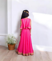 Manufactured by FAYON KIDS (Noida, U.P) Pink Bandhej Top with Bandhej Skirt