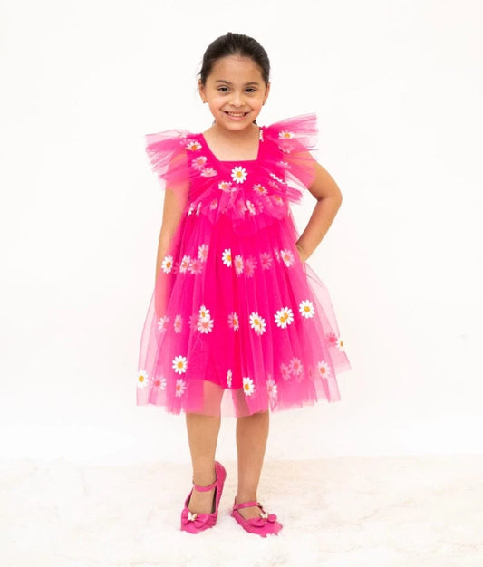Manufactured by FAYON KIDS (Noida, U.P) Pink Bloom Net Dress