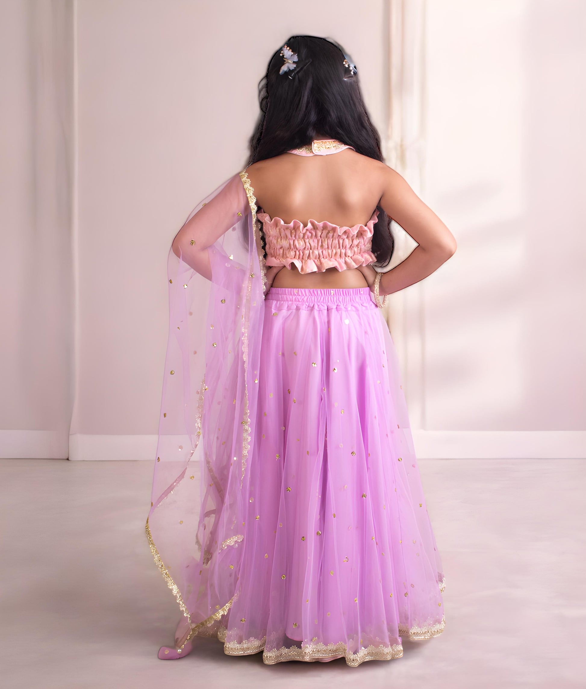 Manufactured by FAYON KIDS (Noida, U.P) Pink Brocade Choli with Lehenga