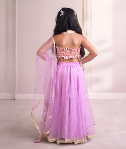 Manufactured by FAYON KIDS (Noida, U.P) Pink Brocade Choli with Lehenga