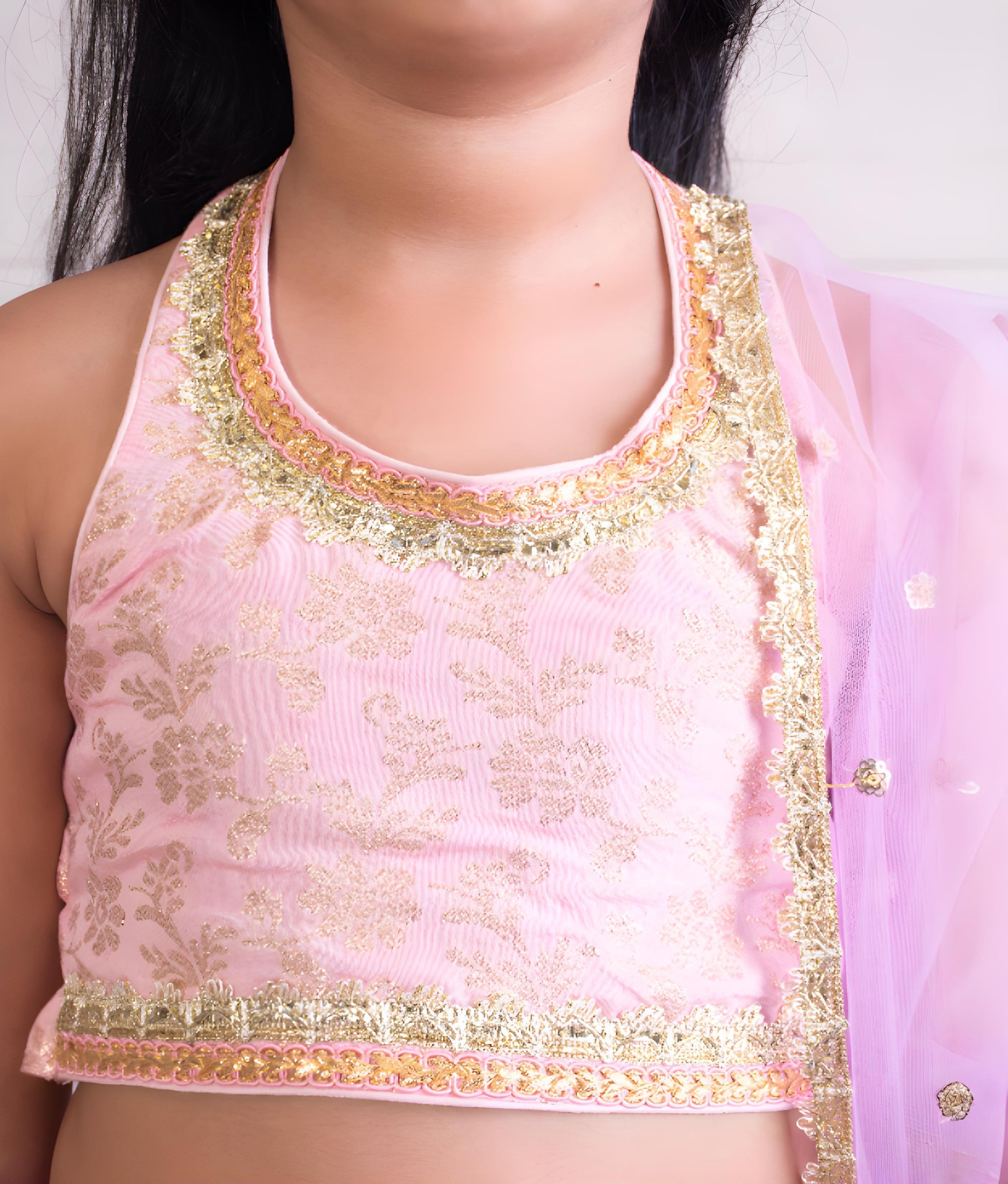 Manufactured by FAYON KIDS (Noida, U.P) Pink Brocade Choli with Lehenga