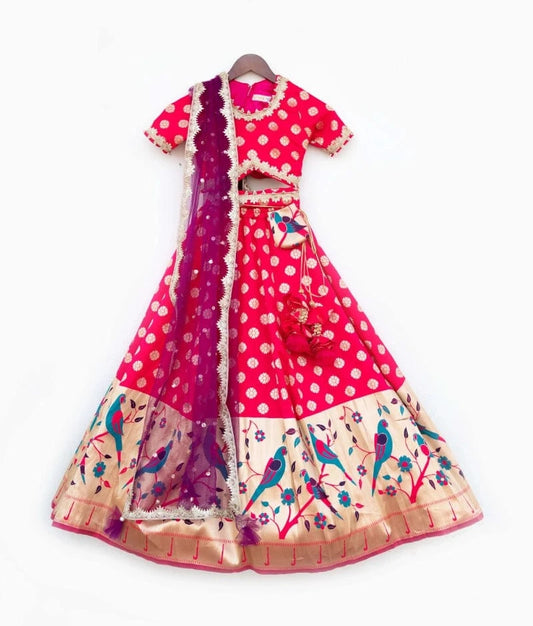 Manufactured by FAYON KIDS (Noida, U.P) Pink Brocade Lehenga Choli