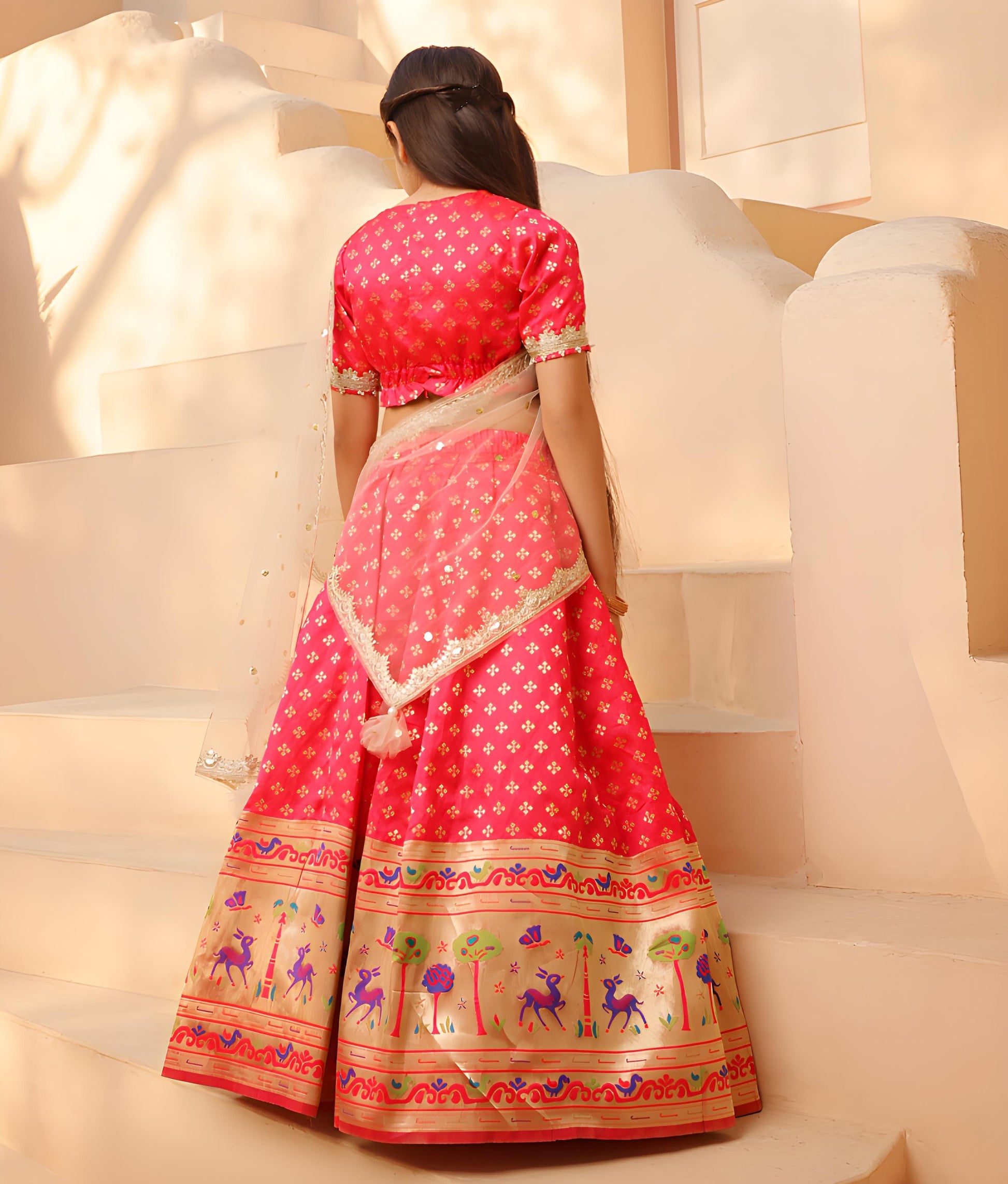 Manufactured by FAYON KIDS (Noida, U.P) Pink Brocade Lehenga Choli
