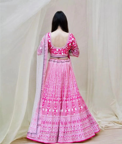 Manufactured by FAYON KIDS (Noida, U.P) Pink Brocade Lehenga Set
