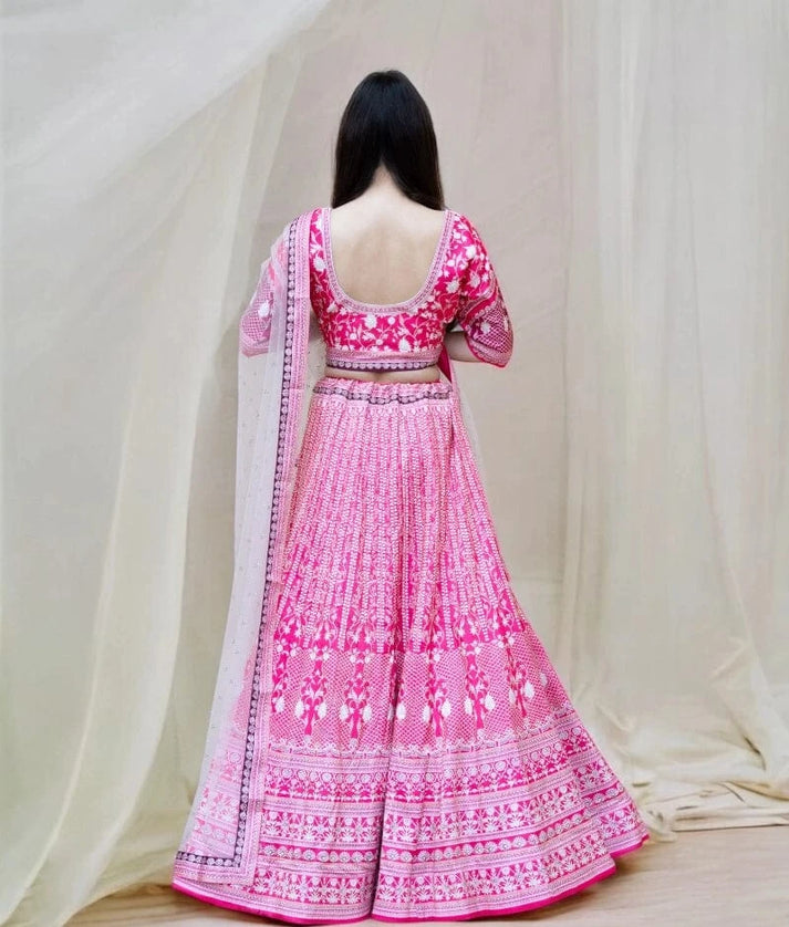 Manufactured by FAYON KIDS (Noida, U.P) Pink Brocade Lehenga Set