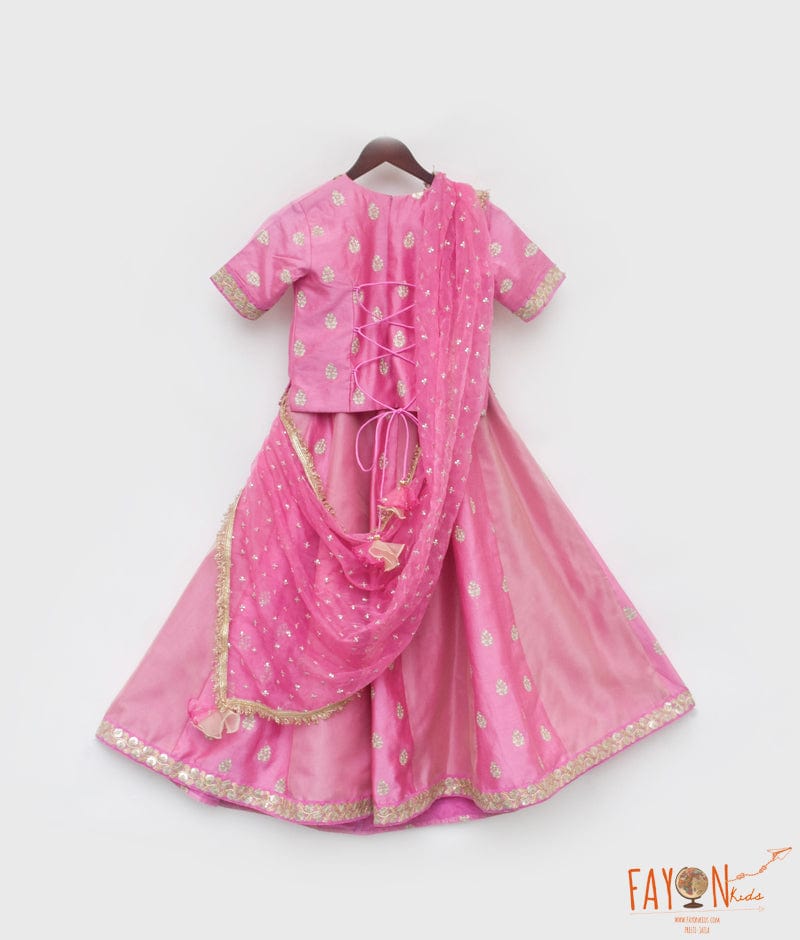 Manufactured by FAYON KIDS (Noida, U.P) Pink Chanderi Choli with Lehenga for Girls