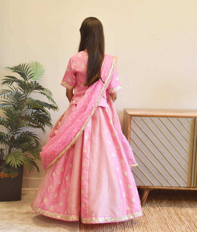Manufactured by FAYON KIDS (Noida, U.P) Pink Chanderi Choli with Lehenga for Girls
