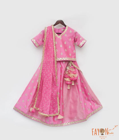 Manufactured by FAYON KIDS (Noida, U.P) Pink Chanderi Choli with Lehenga for Girls