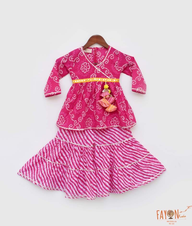 Manufactured by FAYON KIDS (Noida, U.P) Pink Cotton Printed Kurti Sharara for Girls