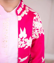 Manufactured by FAYON KIDS (Noida, U.P) Pink Embroidered Silk Jacket Set