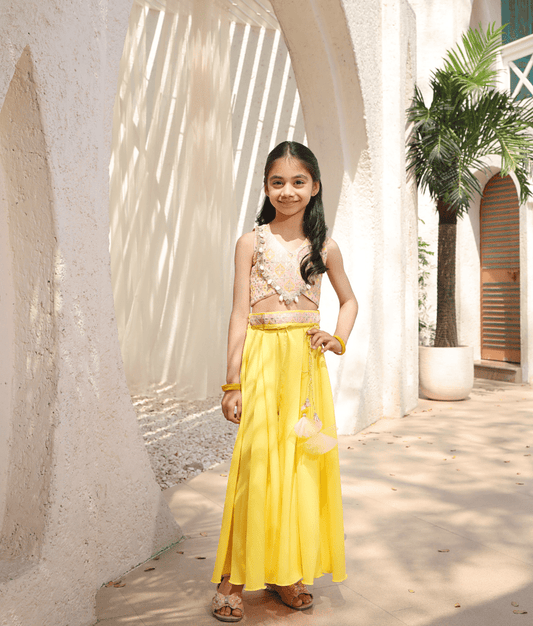 Manufactured by FAYON KIDS (Noida, U.P) Pink Embroidered Top with Plazzo