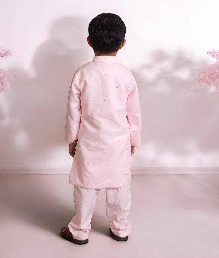 Manufactured by FAYON KIDS (Noida, U.P) Pink Faux Mukaish Work Kurta Pant