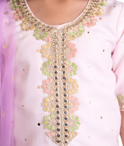 Manufactured by FAYON KIDS (Noida, U.P) Pink Faux Mukaish Work Kurti Sharara Set