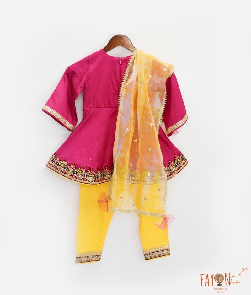 Manufactured by FAYON KIDS (Noida, U.P) Pink Kurti with Yellow Salwar for Girls