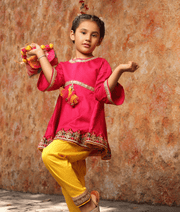 Manufactured by FAYON KIDS (Noida, U.P) Pink Kurti with Yellow Salwar for Girls