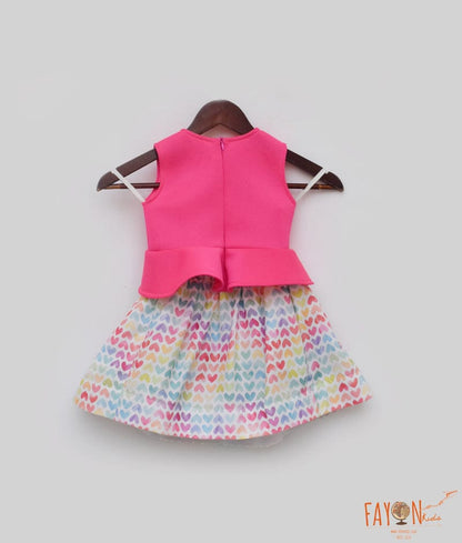 Manufactured by FAYON KIDS (Noida, U.P) Pink Lycra Top with Printed Skirt for Girls