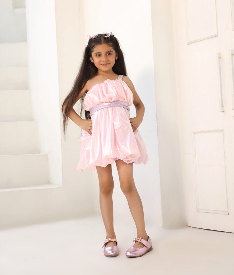 Manufactured by FAYON KIDS (Noida, U.P) Pink Metallic Frock for Girls