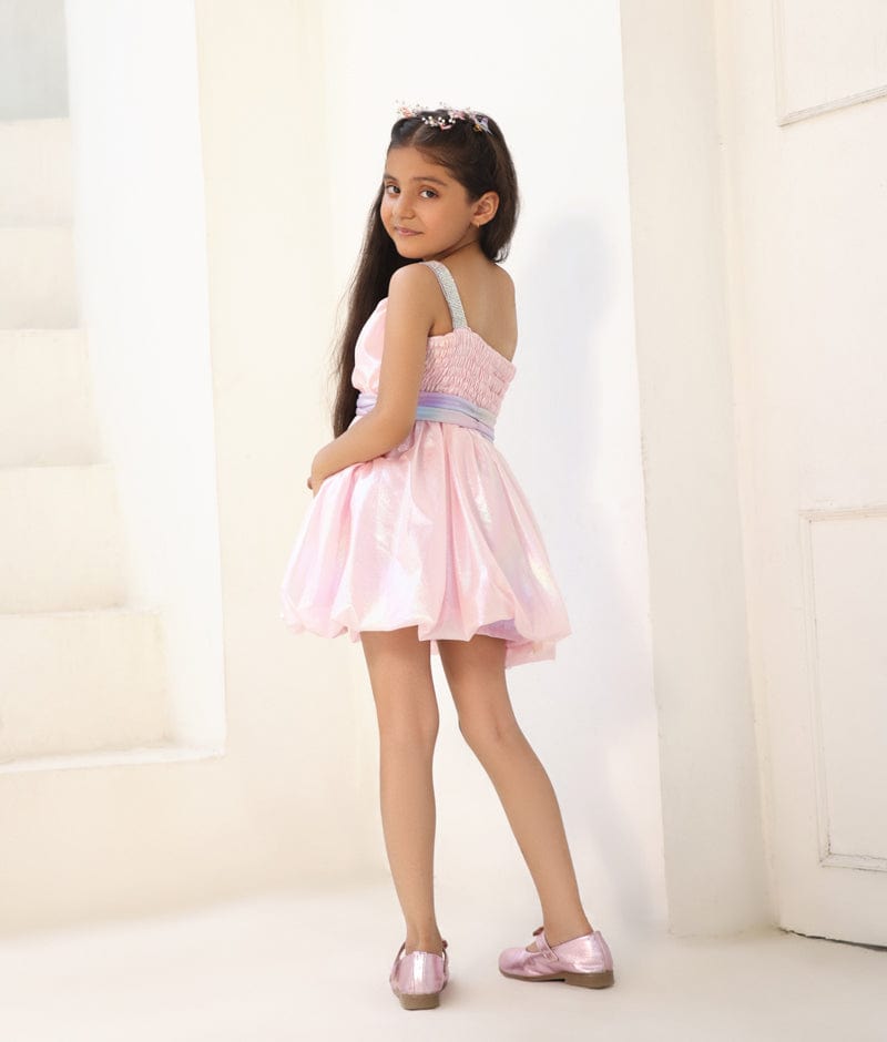 Manufactured by FAYON KIDS (Noida, U.P) Pink Metallic Frock for Girls