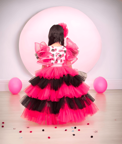 Manufactured by FAYON KIDS (Noida, U.P) Pink Printed Dress for Girls